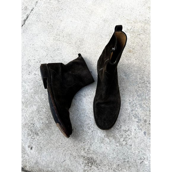 FRYE Oliver Inside Zip Suede Casual Dress Motorcycle Boots Sz 11 Espresso - Picture 1 of 8